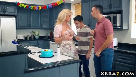 Stepmom takes multiple cocks at the same time on his Bday