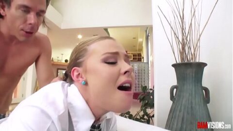 Watch hot teen blonde Nicole Clitman suck a huge cock, giving perfect blowjob. She then takes the big cock in her pussy, and a vibrator in her ass, for some hot double penetration