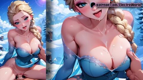 Elsa from Frozen in cutie shy, her first time!
