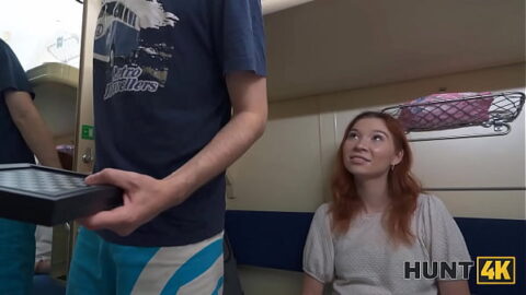 HUNT4K. Russian stranger found a pussy in the train and fucked her. Hot sex with Mia Murkovski & Andrew Marshall