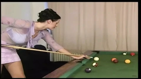 Threesome double penetrated ass fucking threesome in the pool table