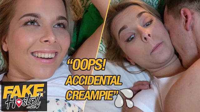 Fake Hostel – chubby babe gets accidental creampie sharing a room