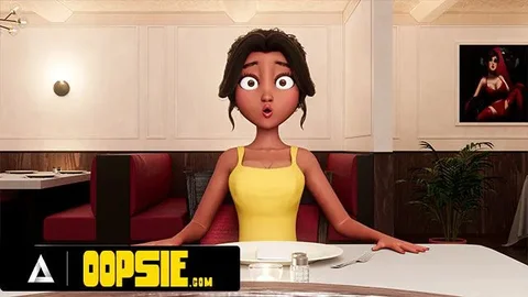 3D Cartoon: Waitress Oral and Anal Creampie
