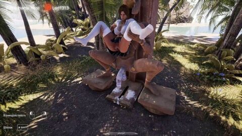 Lara Croft is a good girl because she takes the statue’s fat dick in her ass. 3D Hentai Game. part 2