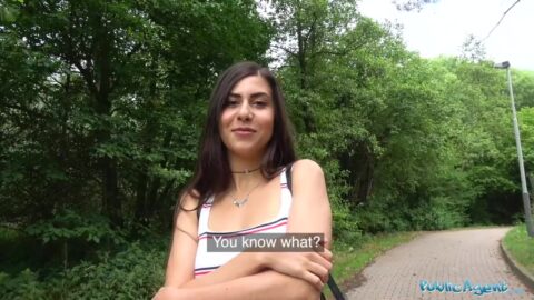 Public Agent Horny sexy tourist sucks and fucks in secluded forest