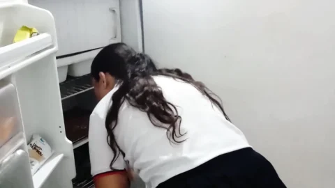 Amateur anal sex in the kitchen after school