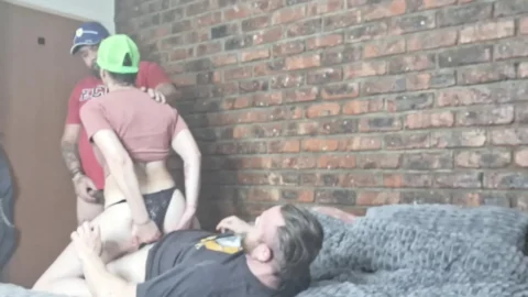 Fucking husband and friend in threesome