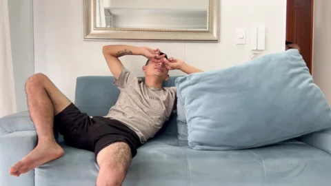 My stepbrother is sad and as a consolation I put on a great show for him and we end up with hard sex
