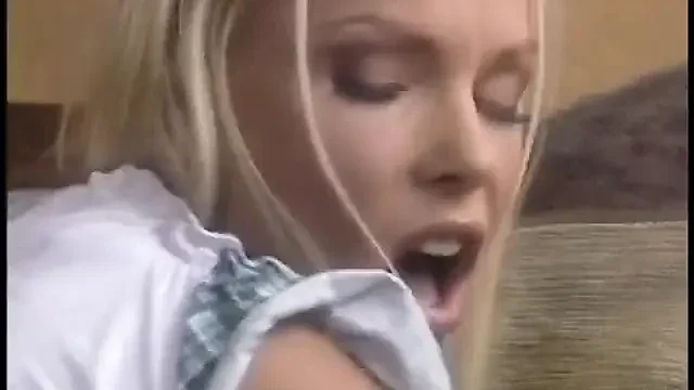 Busty blonde slut takes it in her wet pussy