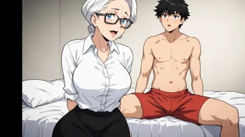 Grandma Charmed the Neighbor And Seducing ( AI generated )