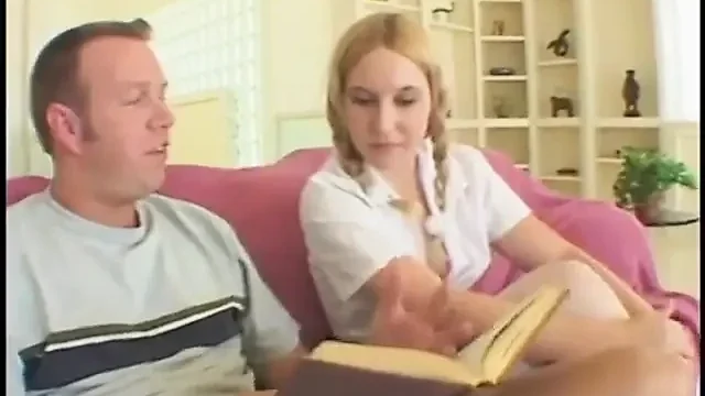 Guy fucks cute teen in white stockings up her big ass