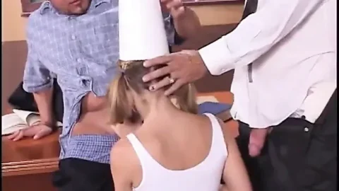 Sexy teen gets double penetrated in a threesome action